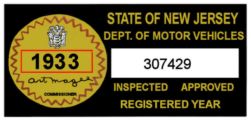 (image for) 1933 New Jersey Safety Check Inspection Sticker